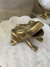 Vintage Solid Brass Tree Frog Big Feet Open Mouth Figurine 5x5.5” picture