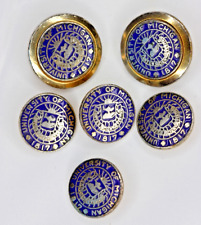 Set of 6 Ben Silver University of Michigan 1817 Blazer Buttons Gold Blue Enamel picture