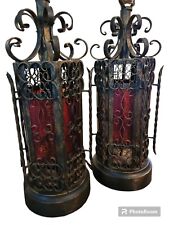 Spanish Revival Style Wrought Iron Table Lamps. Vintage And Absolutely Stunning. picture