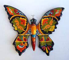 MEXICAN TALAVERA POTTERY BUTTERFLY WALL DECOR SCULPTURE 13 1/2