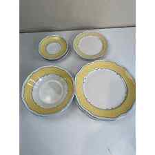 Country French Versailles 3904 Korea Plate Bowl Set Yellow Blue Vintage  picture