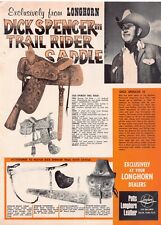 Potts Longhorn Leather Cowboy Dick Spencer Western Horse Equip Vintage Print Ad picture