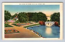 Detroit MI-Michigan Belle Isle, Lagooon & Mound, Antique, Vintage c1939 Postcard picture