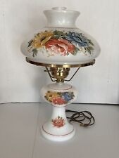 Vintage Glass Hurricane Parlor Lamp, Gone With the Wind, White Floral picture