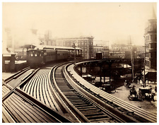 New York, Vintage Elevated Railway Print, Albuminated Print 17x21.5 Approx. picture