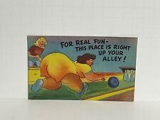 Postcard Comic Humor Woman Bowling A64 picture