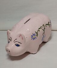 Vintage Ceramic Piggy Bank Pink Floral Design picture