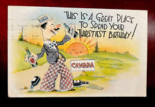 c1929 Drunk Drinking Thirstiest Birthday Vintage Postcard Canada picture
