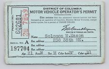 1949 District of Columbia Washington DC Motor Vehicle Operator's Permit License picture