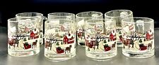 (8) Libbey CURRIER & IVES Winter Village Scene Christmas Glass Coffee Cups Mugs picture
