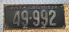 1924 Washington DC District Of Columbia License Plate 49-992 ALPCA Garage Decor picture