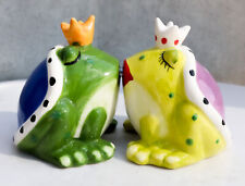 Ebros Frog Prince And Princess Kissing Ceramic Magnetic Salt And Pepper Shakers picture