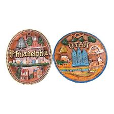 Philadelphia And Utah State Vintage Decorative 3D Design Plates Made In Japan picture