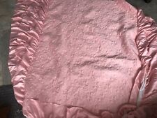 Vtg Pink Taffeta Full/Queen Quilted Ruffle Bedspread Romantic Satin Embroidered picture