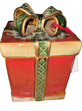 Vintage Wrapped Present Red Ceramic Clay Cookie Jar by Gibson Home Collection picture