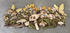 Vintage Burwood Butterfly Frogs Mushroom Wall Hanging 40”x17”  Mid Century picture