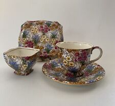 Vtg Royal Winton Grimwades Marguerite Chintz Teacup Saucer Tray & Sugar bowl picture