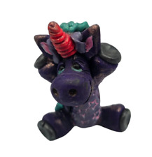 Custom OOAK Clay Unicorn Figurine Signed Whimsical Dark Purple w/ Stars picture
