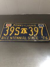 1976 Pennsylvania Bicentennial License Plate 39S 397 With 75 And 76 Stickers picture