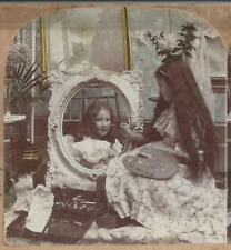 1898 Painting Her First Picture.  Stereoview Photo picture