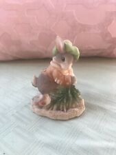 Enesco My Blushing Bunnies WINTERTIME BLESSINGS Bunny Rabbit Figurine Vtg 1996 picture