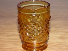 Vintage EAPG Amber Glass Toothpick Match Holder  diamond and fan pattern picture