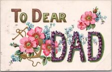 1908 FATHER'S DAY Large Letter Embossed Postcard 