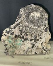 💥👀  Vintage 1980 Crabtree Mine AAA Emeralds & Black Tourmaline Slab picture