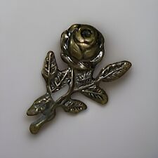 Rose Flower Lapel Pin Tie Tac Small Filigree Brass Gold Tone Metal Vintage 3/4” picture