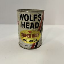 Vintage Wolf's  Head Super Duty Motor Oil Can One Quart SAE 20W-50 - Opened picture