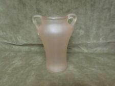 Vintage 1930's Pink Satin Glass Urn Vase with Tight Handles and Rib Optic Design picture
