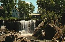 Vintage Postcard View of Falls and Covered Bridge Warren Vermont VT picture