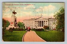 Treasury And Sherman Statue, Washington DC, c1912 Vintage Postcard picture