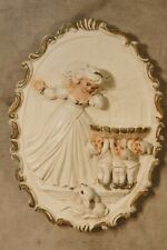 1950's Chalkware Wall Plaque Snow White Baby Deer Doe Dwarfs MCM picture