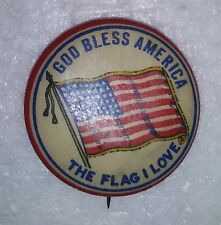Vintage God Bless America The Flag I Love Pinback picture