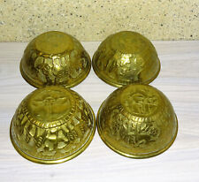 VTG Etched Brass Repoussé Bowls with Animals/People, Brass Islamic Bowls, Set 4 picture