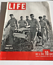  WWll America's Combat Dead Soldiers Casket Flag Vintage LIFE Mag July 5 1943 picture