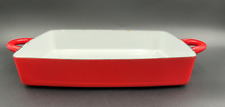 Vtg Dansk Enamel Cookware Large Red and White Baking Dish picture