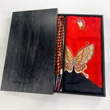 Japanese kimono,a set of Obi-Age, Obi-Jime, Silk, Embroidery,Black/RED..3529, FS picture