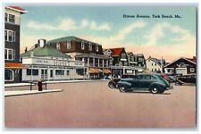 c1940's Ocean Park Shops And Cars York Beach Maine ME Unposted Vintage Postcard picture