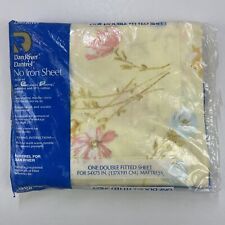Vintage Dan River Floral Double Fitted Sheet No Iron 50/50 Fits 54x75 Yellow New picture