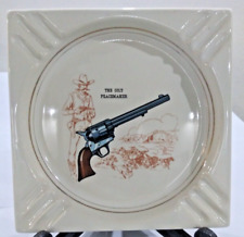 Colt 45 Peacemaker, Stagecoach, Sheriff, Vintage Hyalyn Porcelain Ashtray, 7.25