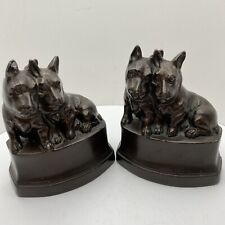 Vintage Bronze Finish Scotty Dog Bookends (2) Nuart Creations Made in USA Heavy picture