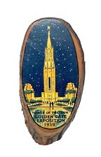 1939 SAN FRANCISCO GOLDEN GATE EXPOSITION REDWOOD TREE SLICE WALL PLAQUE GGIE picture