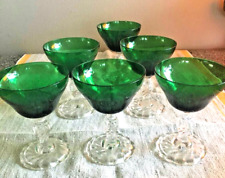 6 VINTAGE COLONIAL DAME GREEN BY FOSTORIA LIQUOR COCKTAIL GLASSES picture
