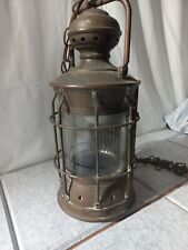 VTG Nautical Ship Brass & Copper Caged Hanging Light Lamp 17