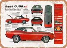 Classic Car Art - 1970 Plymouth AAR 'Cuda Spec Sheet - Rusty Look Metal Sign picture