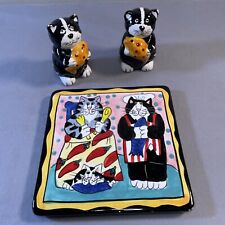 Vtg Whimsical Cats In Love Trivet Catzilla Art Tile Hot Plate Candace Reiter 6