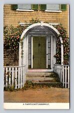 Nantucket MA-Massachusetts, A Nantucket Doorway, Antique, Vintage Postcard picture