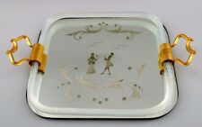Murano, Italy, rectangular tray with mirrored plate, floral pattern picture